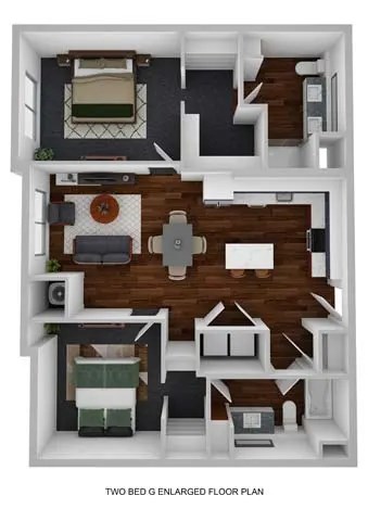 Floor plan for 2 beds, 2 baths, 1056 sqft