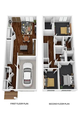 Floor plan for 3 beds, 2.5 baths, 2030 sqft
