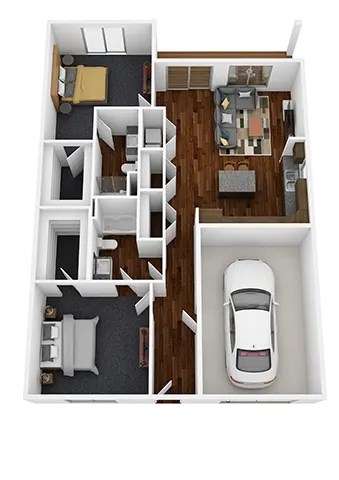 Floor plan for 2 beds, 2 baths, 1584 sqft