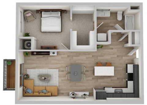 Floor plan for 1 bed, 1 bath, 793 sqft