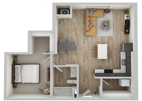 Floor plan for 1 bed, 1 bath, 825 sqft