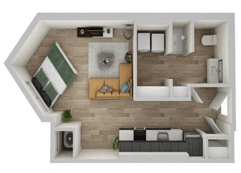 Floor plan for studio, 1 bath, 540 sqft
