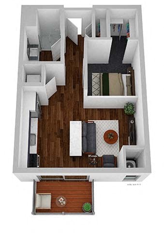 Floor plan for 1 bed, 1 bath, 551 sqft