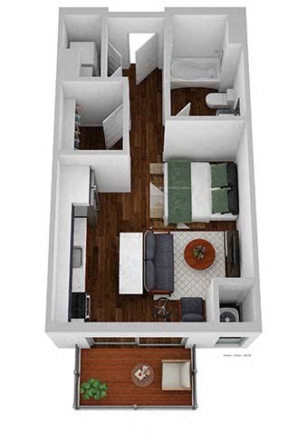 Floor plan for studio, 1 bath, 460 sqft