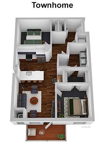 Floor plan for 2 beds, 1 bath, 870 sqft