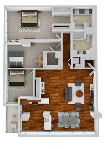 Floor plan for 3 beds, 2 baths, 1698 sqft