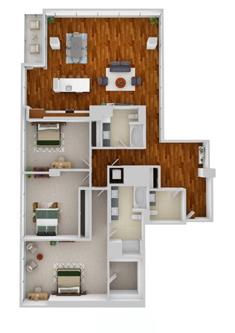 Floor plan for 3 beds, 2.5 baths, 1999 sqft