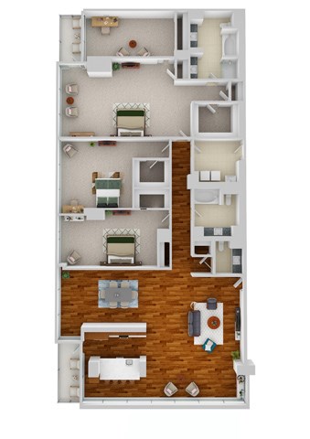 Floor plan for 3 beds, 2.5 baths, 2499 sqft