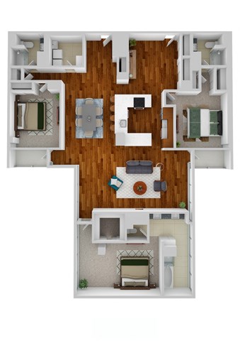 Floor plan for 3 beds, 3 baths, 2941 sqft
