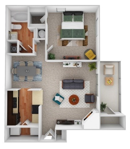 Floor plan for 1 bed, 1 bath, 805 sqft