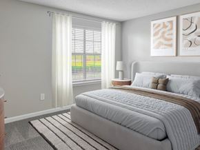 Memphis apartment for rent - Bedroom with large bed window at Riverset Apartments for rent Memphis, TN.