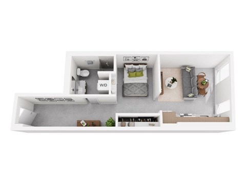 Floor plan for 1 bed, 1 bath, 511 sqft