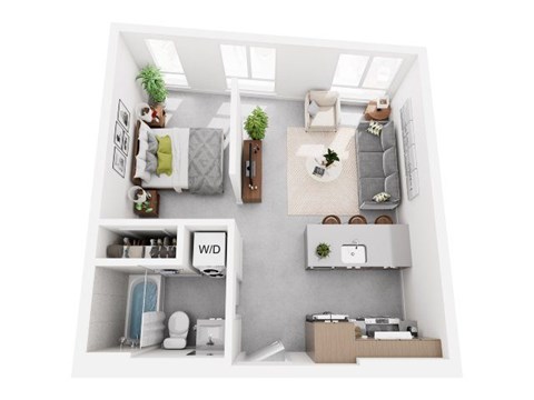 Floor plan for studio, 1 bath, 453 sqft