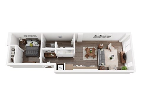 Floor plan for 1 bed, 1 bath, 632 sqft