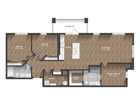 Floor plan for 3 beds, 2 baths, 1526 sqft