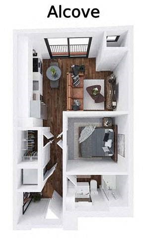 Floor plan for 1 bed, 1 bath, 549 sqft