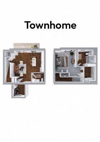 Floor plan for 1 bed, 1 bath, 1059 sqft