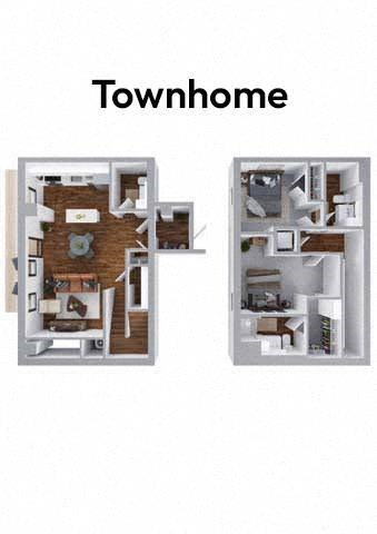 Floor plan for 2 beds, 2 baths, 1348 sqft