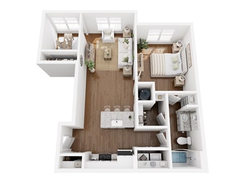 Floor plan for 1 bed, 1 bath, 846 sqft