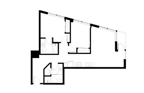 Floor plan for 2 beds, 2 baths, 987 sqft