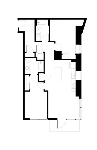 Floor plan for 2 beds, 2 baths, 1134 sqft