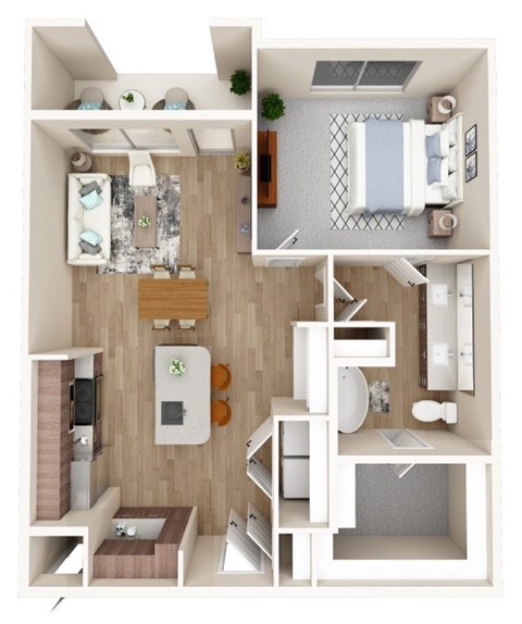Floor plan for 1 bed, 1 bath, 825 sqft