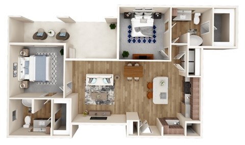Floor plan for 2 beds, 2 baths, 1150 sqft