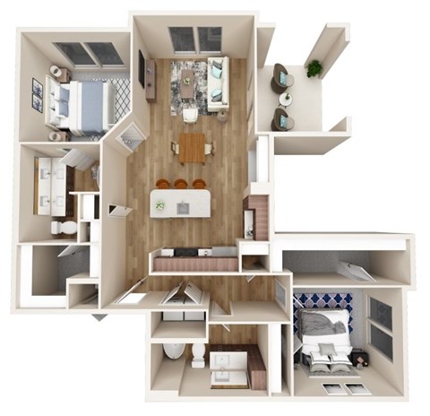 Floor plan for 2 beds, 2 baths, 1210 sqft