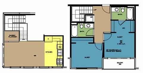 Floor plan for 2 beds, 2 baths, 1056 sqft