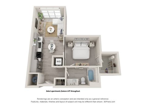 Floor plan for studio, 1 bath, 624 sqft