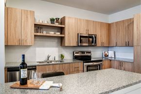 Brandywine apartment for rent - A modern kitchen with stainless steel appliances and wood cabinets at Brandywine Green, Brandywine, MD, 20613
