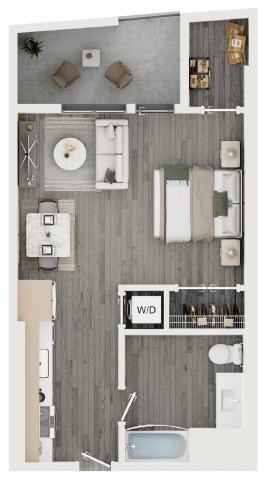 Floor plan for studio, 1 bath, 484 sqft