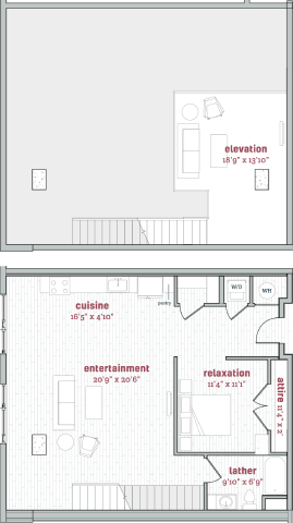 Floor plan for 1 bed, 1 bath, 1288 sqft