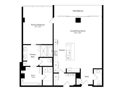 Floor plan for 2 beds, 2 baths, 2069 sqft
