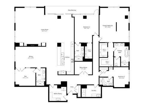 Floor plan for 3 beds, 3.5 baths, 4072 sqft