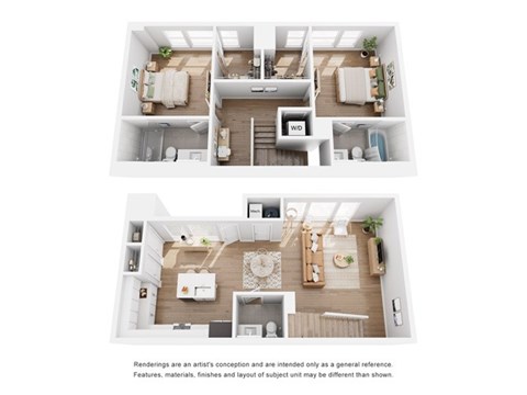 Floor plan for 2 beds, 2 baths, 1540 sqft