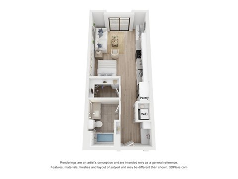 Floor plan for studio, 1 bath, 506 sqft