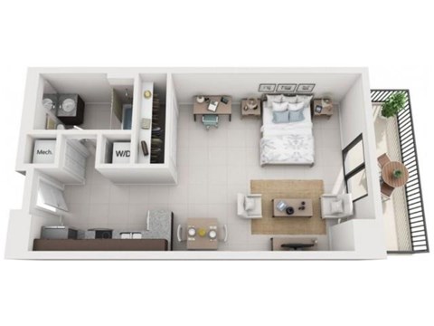 Floor plan for studio, 1 bath, 550 sqft