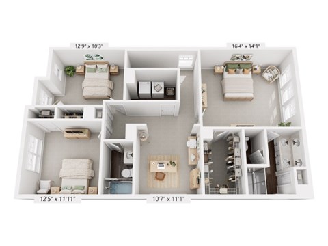 Floor plan for 3 beds, 2.5 baths, 1924 sqft