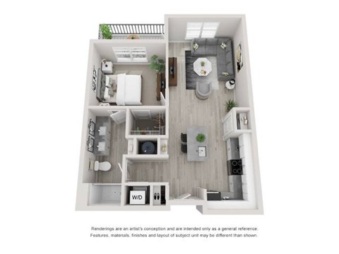 Floor plan for 1 bed, 1 bath, 776 sqft