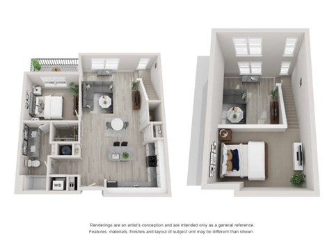 Floor plan for 1 bed, 1 bath, 1217 sqft