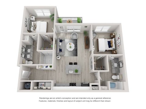 Floor plan for 2 beds, 2 baths, 1148 sqft