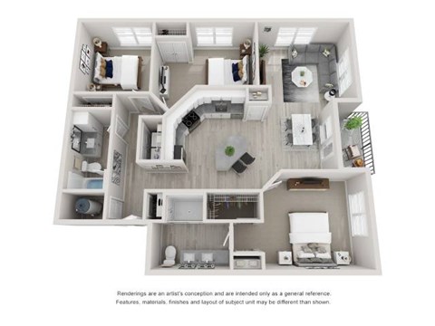 Floor plan for 3 beds, 2 baths, 1426 sqft