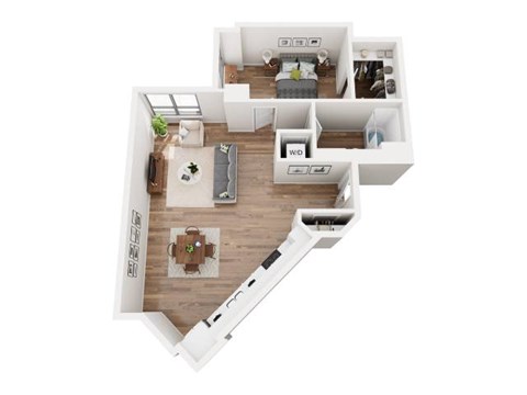 Floor plan for 1 bed, 1 bath, 825 sqft