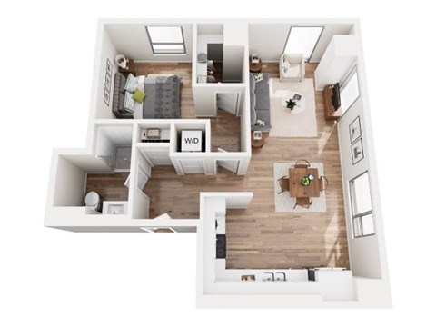 Floor plan for 1 bed, 1 bath, 773 sqft