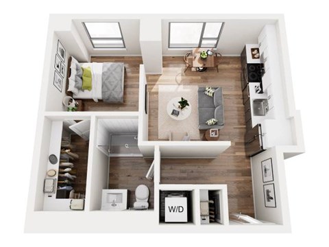 Floor plan for studio, 1 bath, 537 sqft
