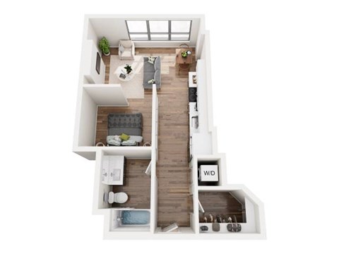 Floor plan for studio, 1 bath, 570 sqft