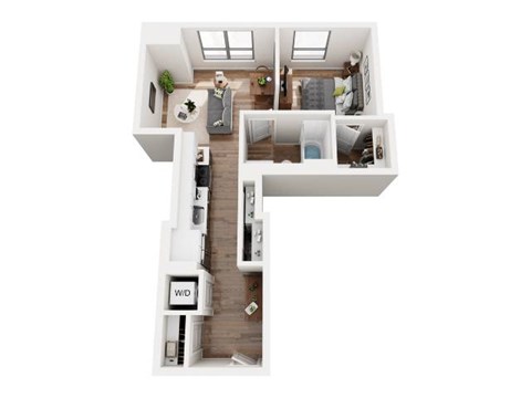 Floor plan for studio, 1 bath, 581 sqft