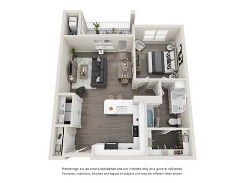Floor plan for 1 bed, 1 bath, 808 sqft