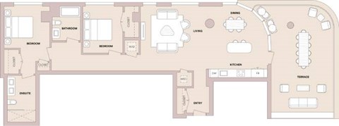 Floor plan for 2 beds, 2 baths, 1374 sqft